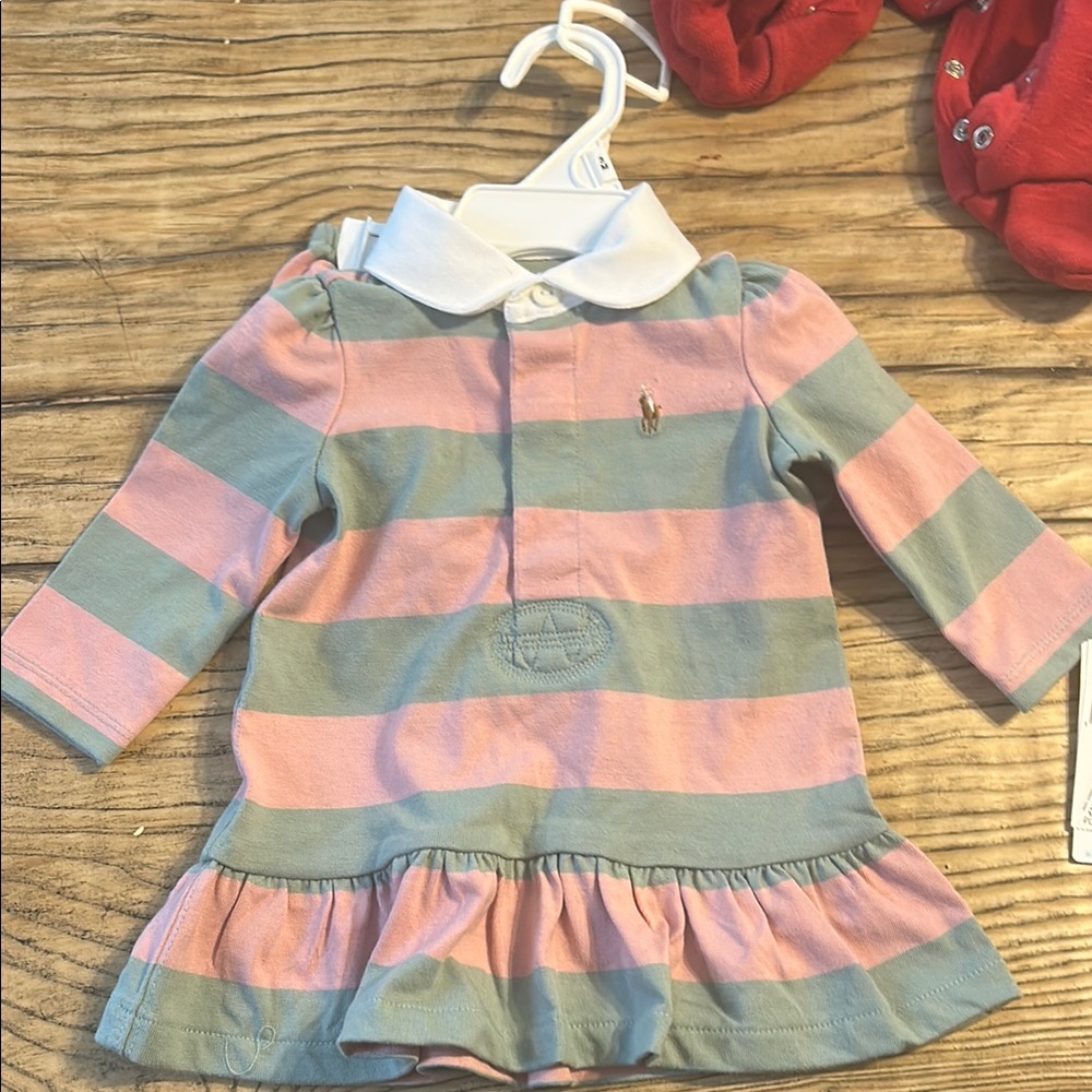 Ralph Lauren Polo Pink and Green Striped Cotton Top